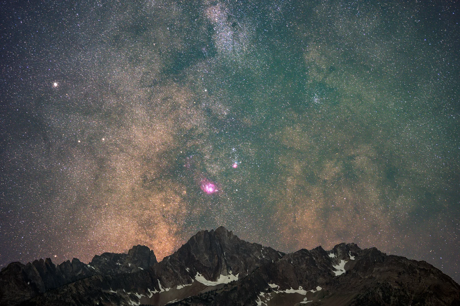 Milky Way photography over mountain peaks captured with a mirrorless camera system